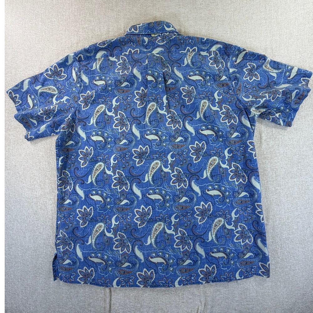 Reyn Spooner Men's 2XL Blue Hawaiian Floral Paisley Short Sleeve Button Shirt - Picture 2 of 8